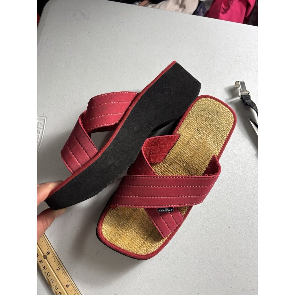 Old Navy Platform Sandals Straw Yute Y2K Slide Sz 8.5/9